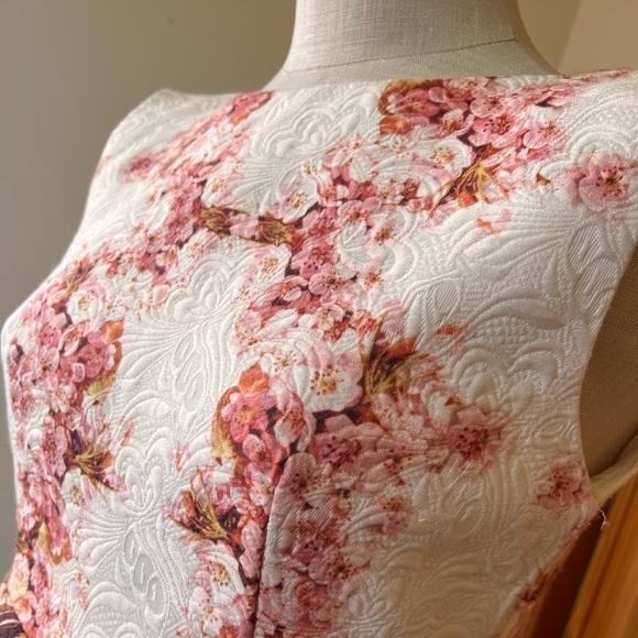 NWT Fit & Flare Greece Cherry Blossom Sleeveless Mini Dress Avant Garde - Picture 3 of 8
